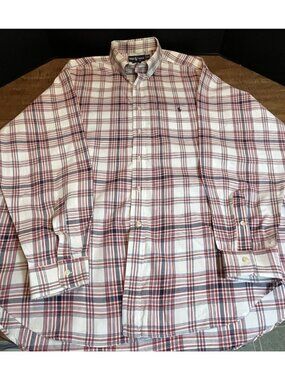 Polo Ralph Lauren Blaire Shirt Men's XXL Plaid Red White Blue Button Down Preppy